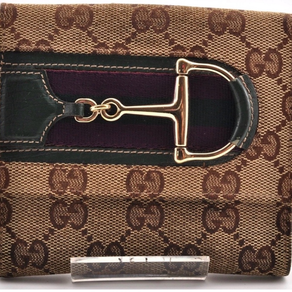 Gucci Horsebit Gold Canvas Wallet
